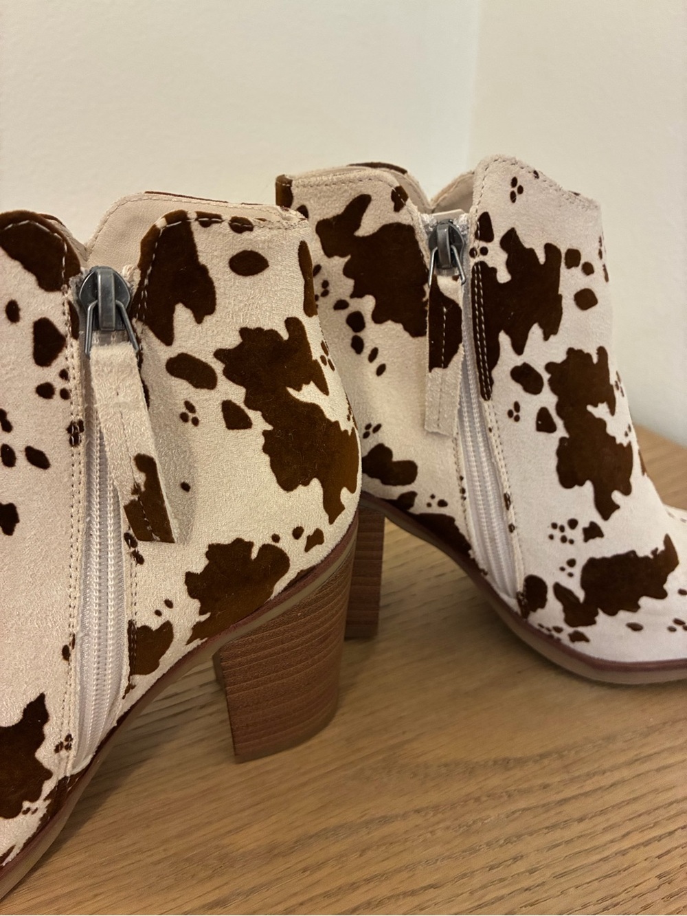 MIA Brown and White Cow-Print Ankle Boots - Picture 7 of 13